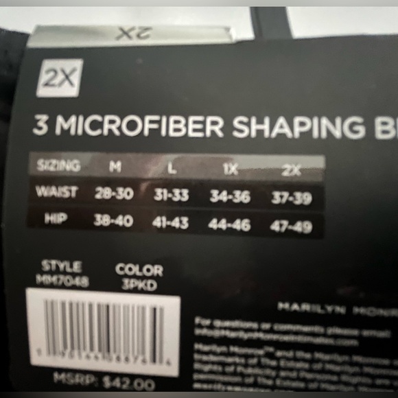 Marilyn Monroe Microfiber Shaping Briefs w/Firm Control Tummy Band 3 pc set - Picture 10 of 11